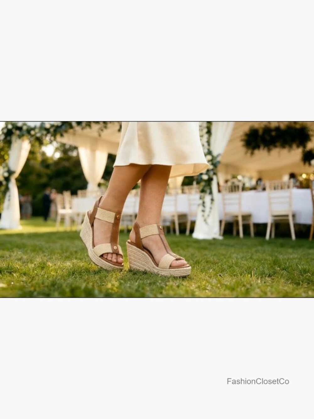 Women's Espadrille Platform Wedge Sandals Comfortable Arch Support Elastic Strap - Picture 7 of 7